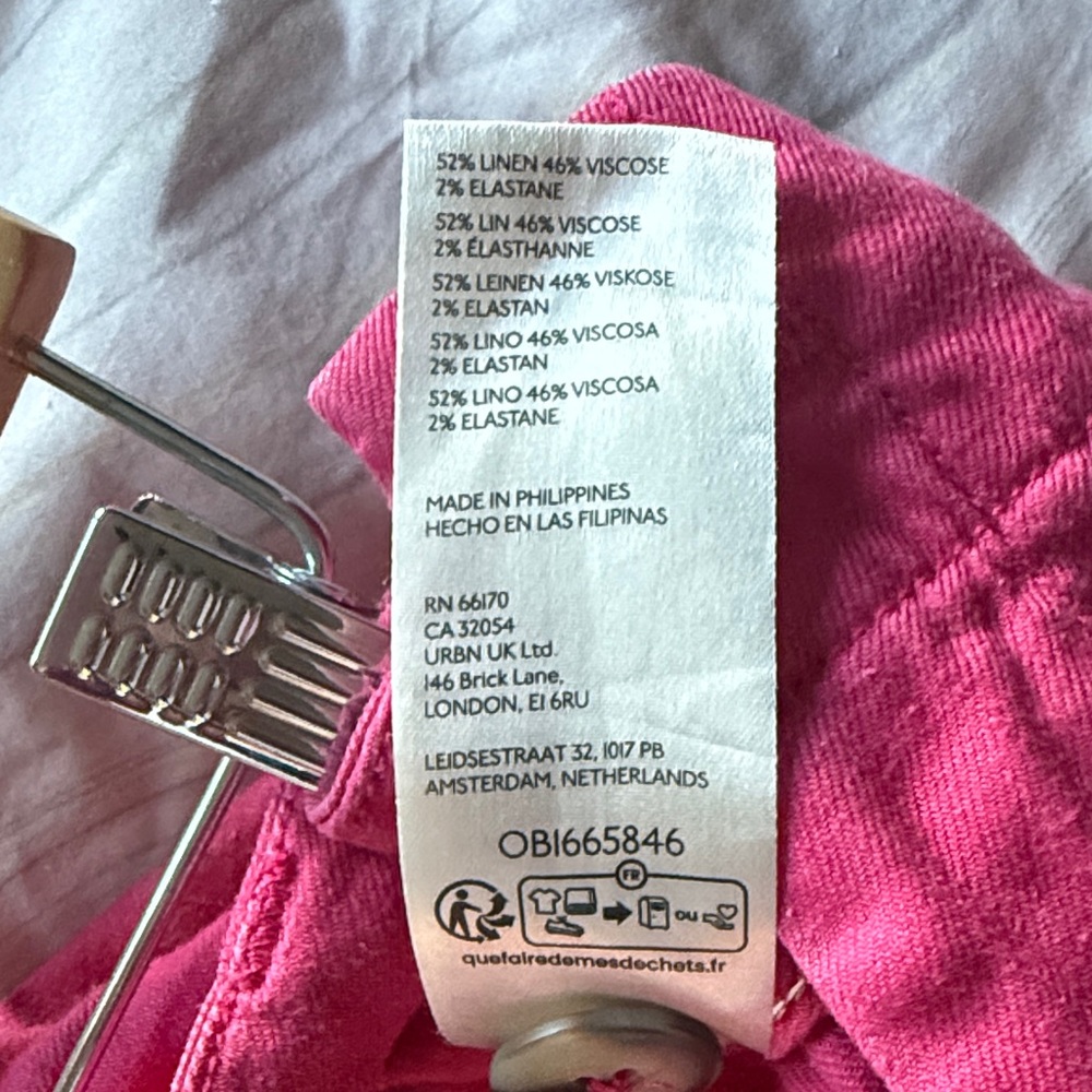 Anthropologie Colette Hot Pink linen Pants 31 - Picture 3 of 3